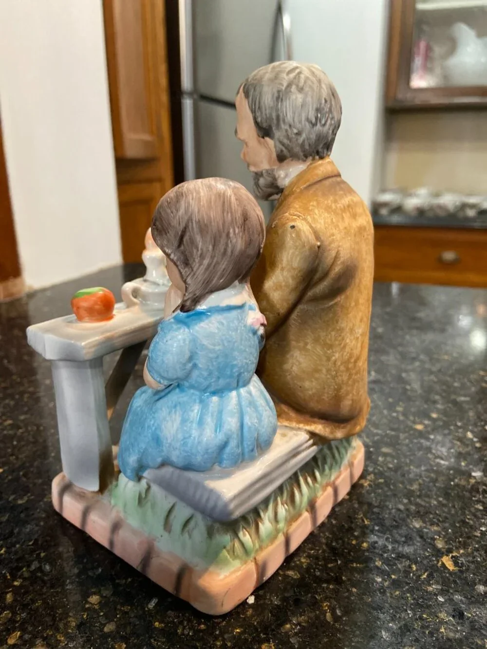 Vintage Norleans Japan Porcelain Old Man & Child Praying Figurine 7